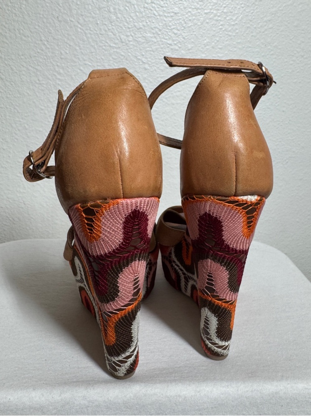 Jeffrey Campbell Bradshaw Ibiza Tan Brown Ankle Strap Wedge Open Toe Sandals 7.5 - Picture 5 of 16